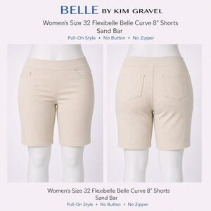 Belle by Kim Gravel Flexibelle Belle 32W Curve 8" Shorts Sand Bar Beige Women